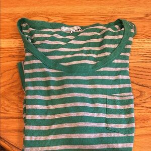 Louise Charlotte Green and Gray Striped Tee